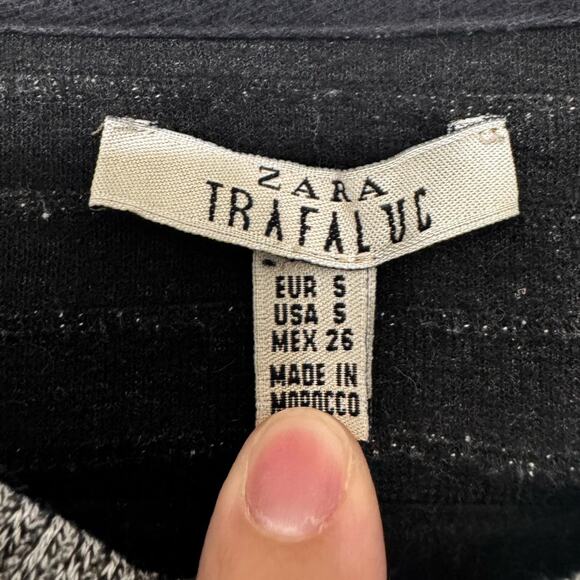 Zara Trafaluc Gray Textured Knit Pullover Sweatshirt Women’s Small Comfy Fall - Picture 3 of 6